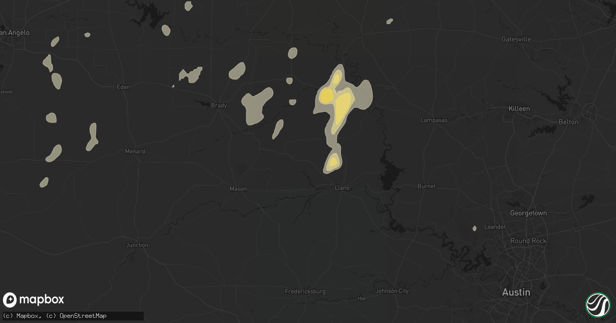 Hail map in Valley Spring, TX on June 19, 2026