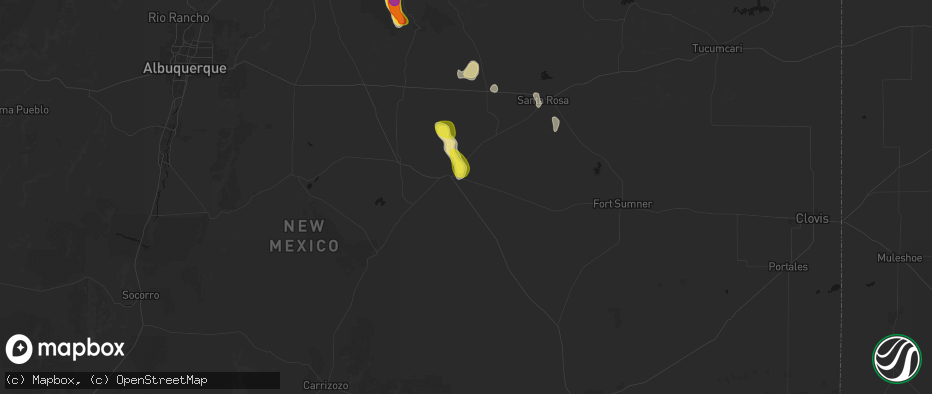 Hail map in Vaughn, NM on June 19, 2026