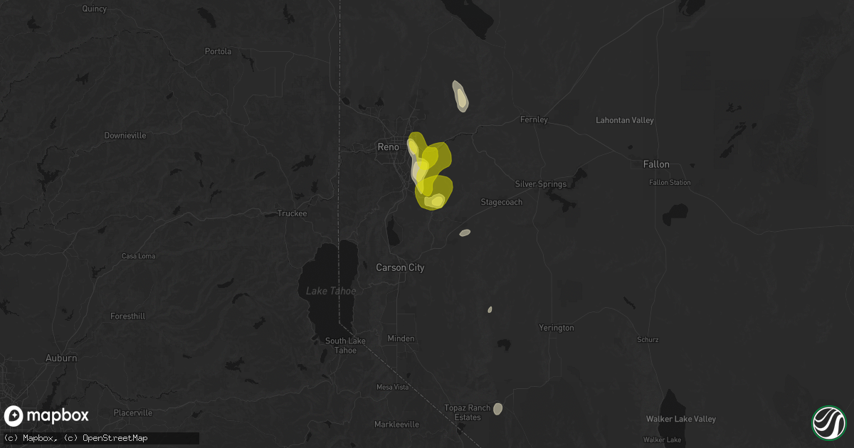 Hail map in Virginia City, NV on June 19, 2026