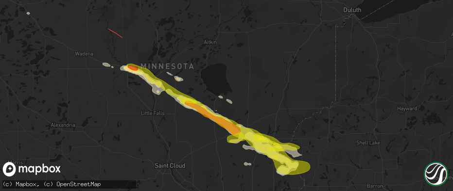 Hail map in Wahkon, MN on June 19, 2026