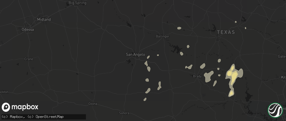 Hail map in Wall, TX on June 19, 2026