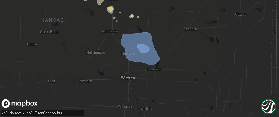 Hail map in Whitewater, KS on June 19, 2026
