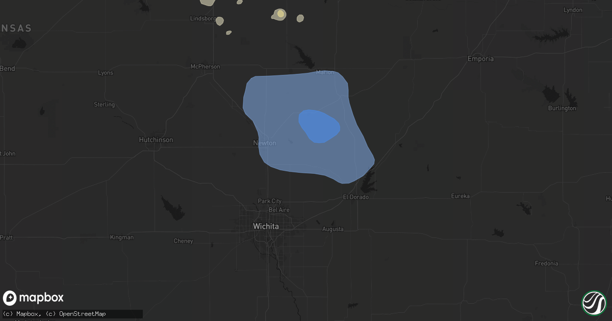 Hail map in Whitewater, KS on June 19, 2026