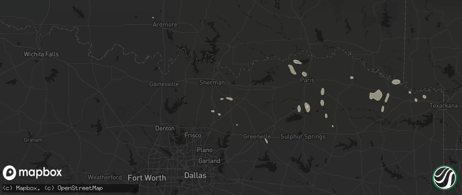 Hail map in Whitewright, TX on June 19, 2026