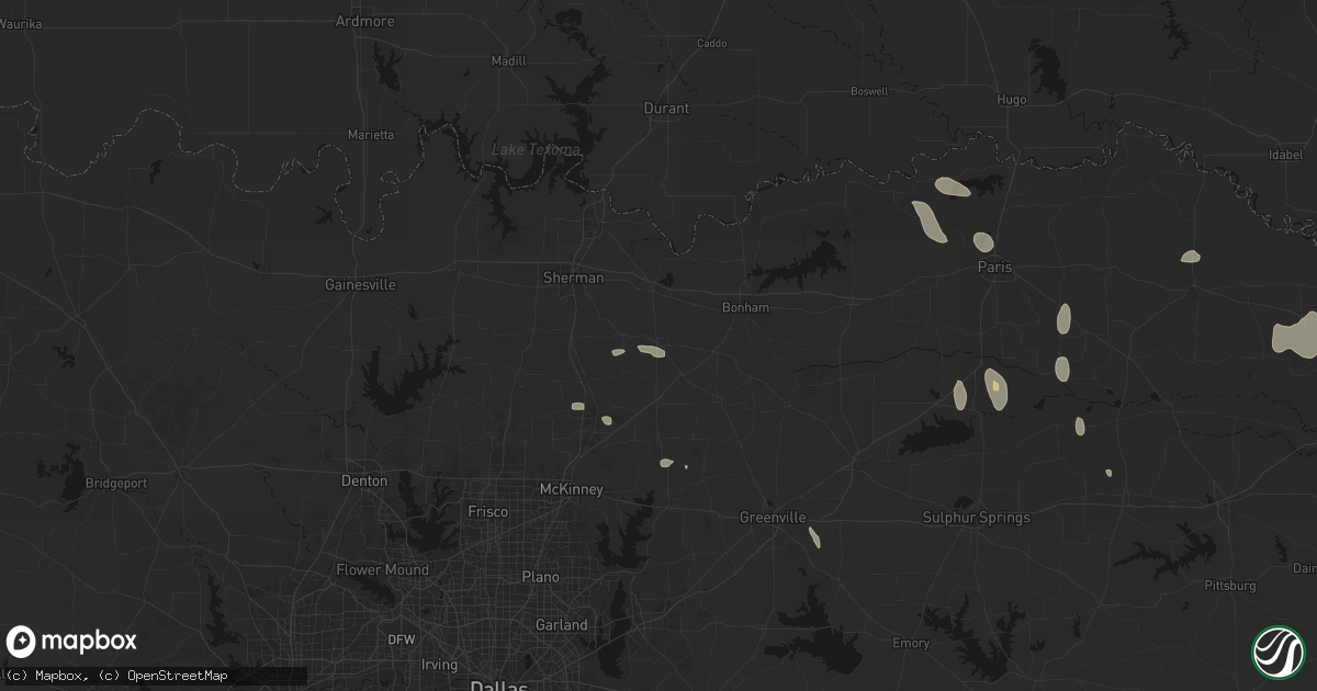 Hail map in Whitewright, TX on June 19, 2026