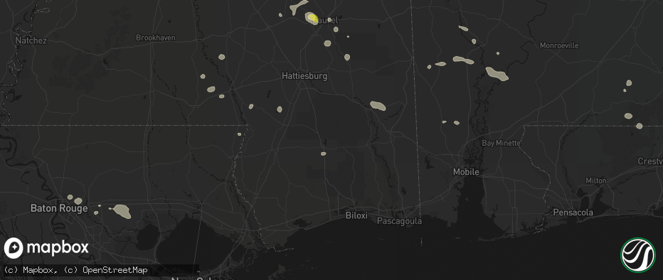 Hail map in Wiggins, MS on June 19, 2026