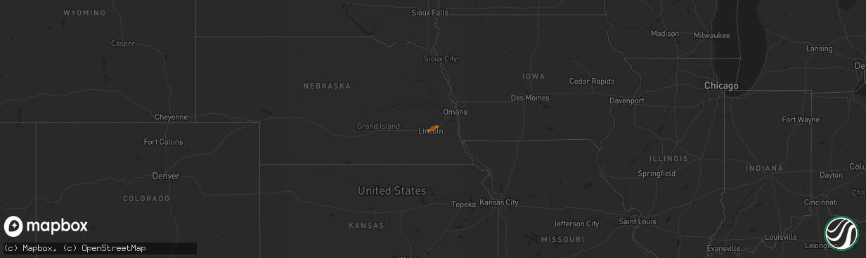 Hail map in Nebraska on June 20, 2010