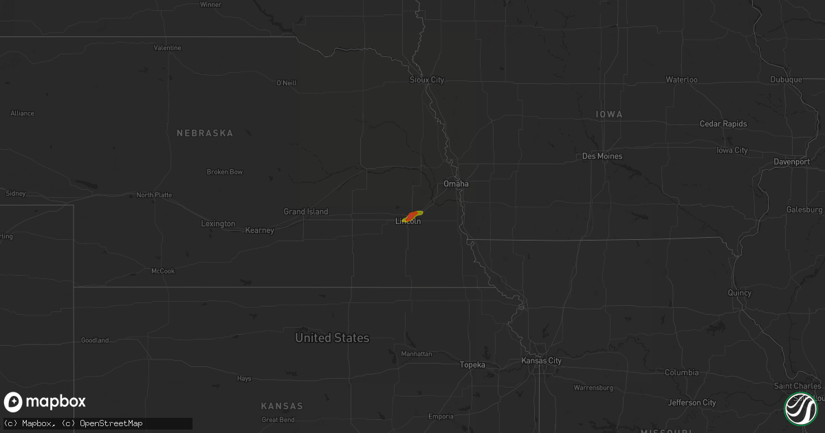 Hail map in Nebraska on June 20, 2010