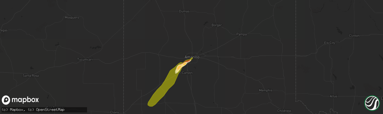 Hail map in Amarillo, TX on June 20, 2013