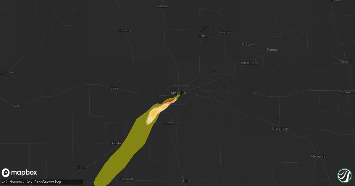 Hail map in Amarillo, TX on June 20, 2013