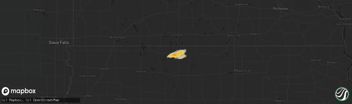 Hail map in Armstrong, IA on June 20, 2013