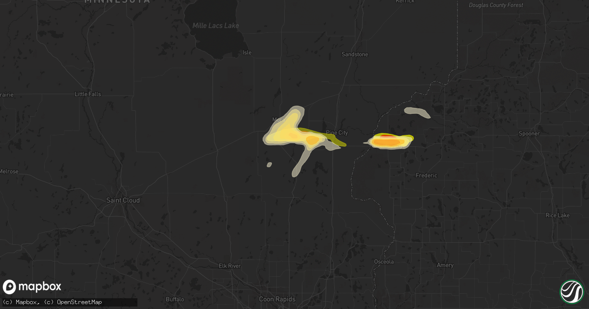 Hail map in Braham, MN on June 20, 2013