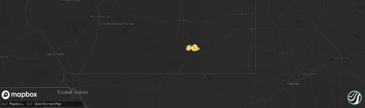 Hail map in Carlsbad, NM on June 20, 2013