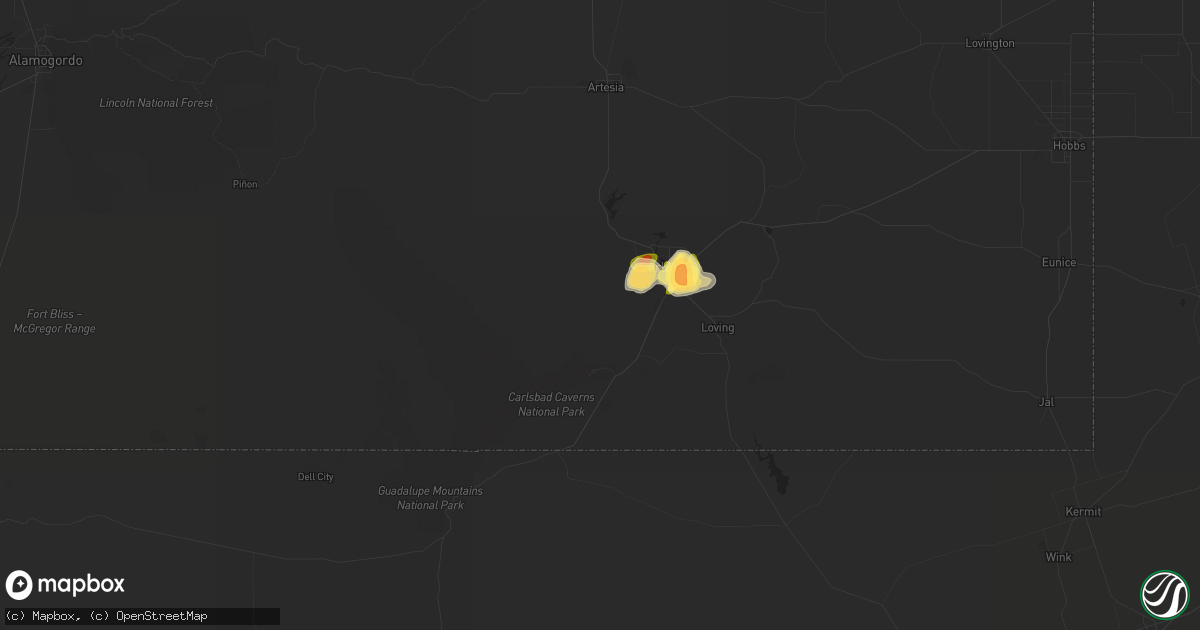Hail map in Carlsbad, NM on June 20, 2013