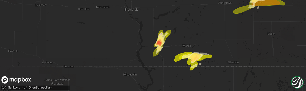 Hail map in Linton, ND on June 20, 2013