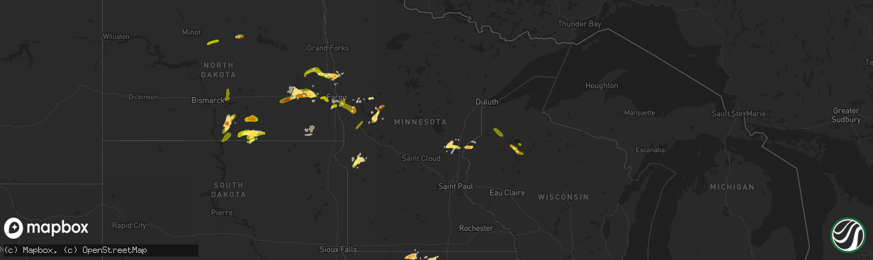 Hail map in Minnesota on June 20, 2013