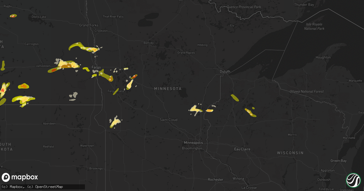 Hail map in Minnesota on June 20, 2013