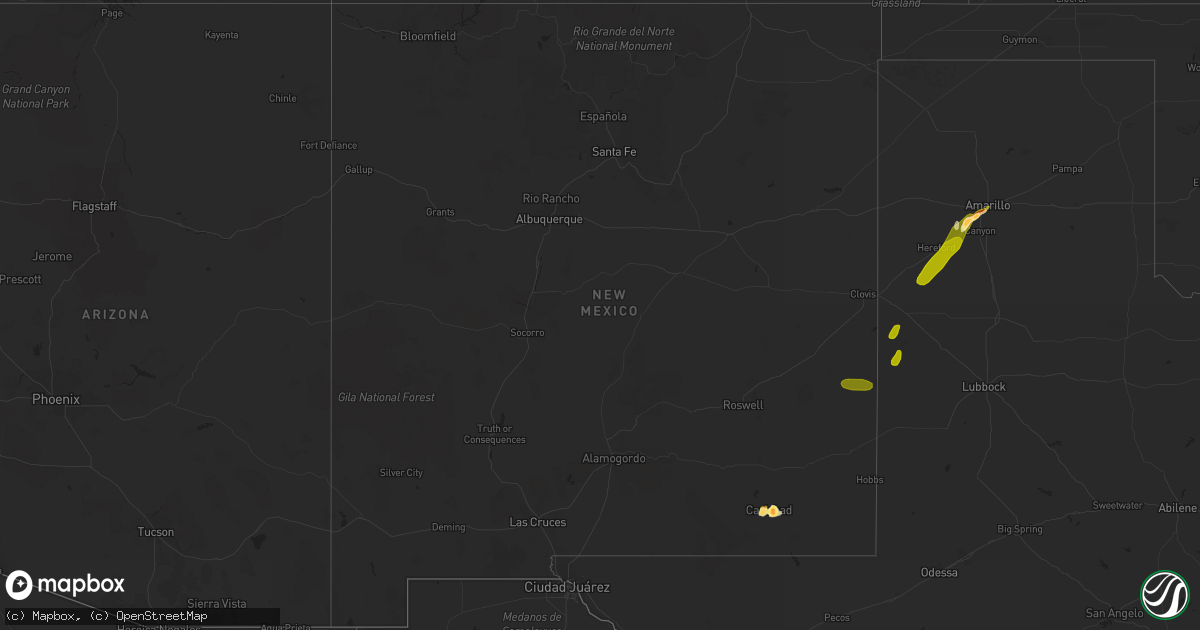 Hail map in New Mexico on June 20, 2013