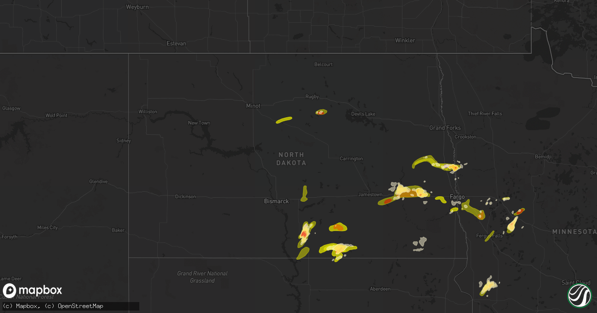 Hail map in North Dakota on June 20, 2013