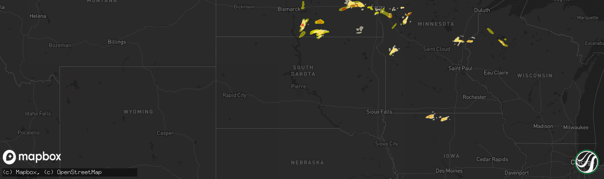 Hail map in South Dakota on June 20, 2013