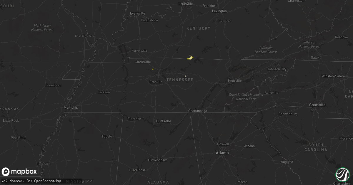 Hail map in Tennessee on June 20, 2013