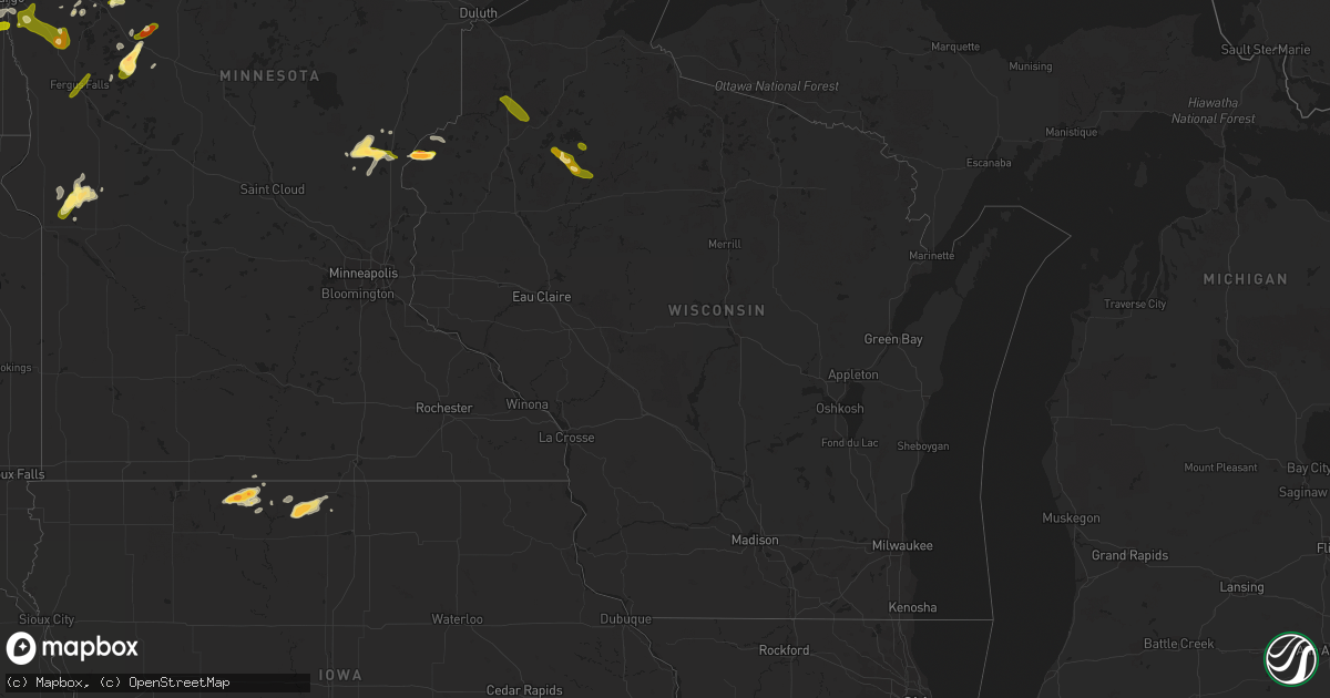 Hail map in Wisconsin on June 20, 2013