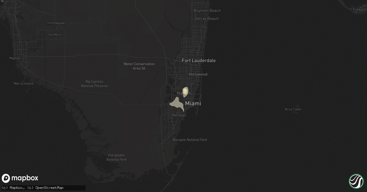 Hail map in Hialeah, FL on June 20, 2014