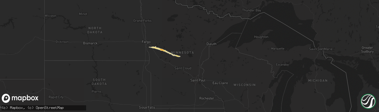 Hail map in Minnesota on June 20, 2014