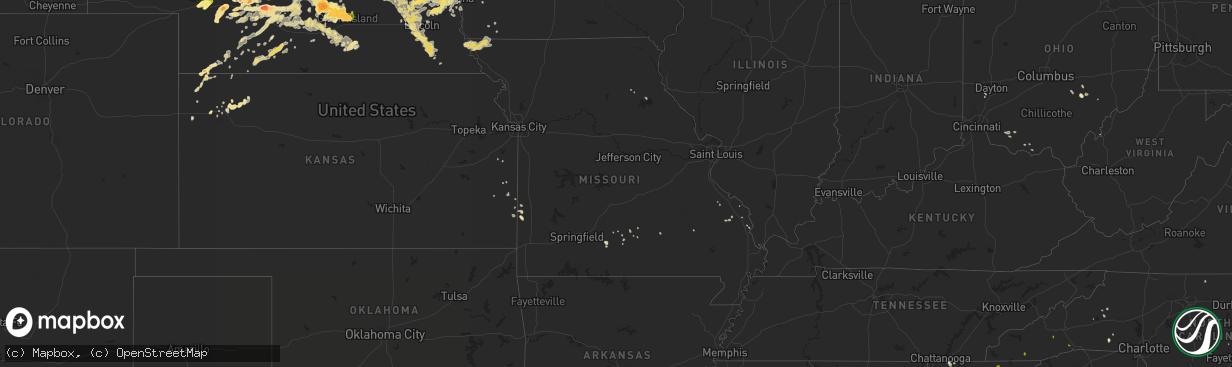 Hail map in Missouri on June 20, 2014