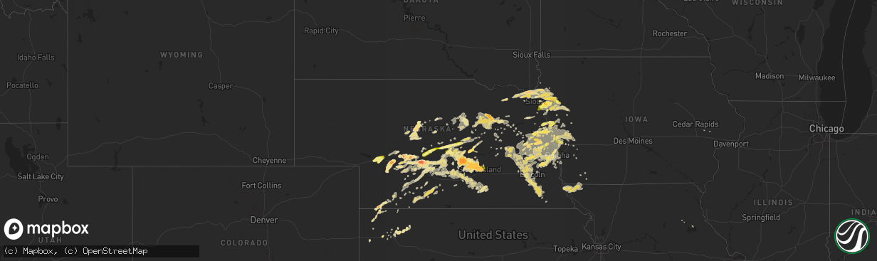 Hail map in Nebraska on June 20, 2014