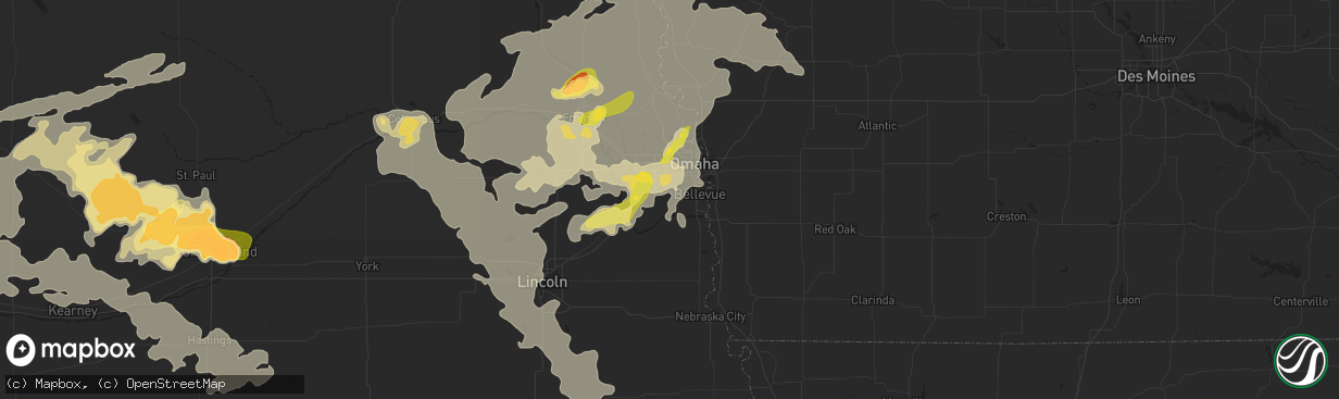 Hail map in Papillion, NE on June 20, 2014