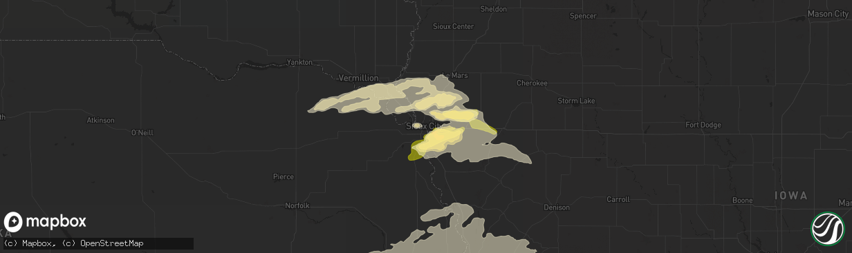 Hail map in Sioux City, IA on June 20, 2014