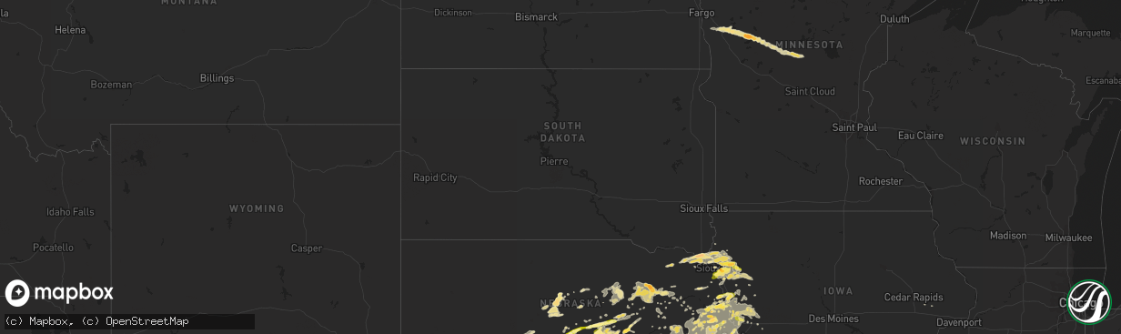 Hail map in South Dakota on June 20, 2014