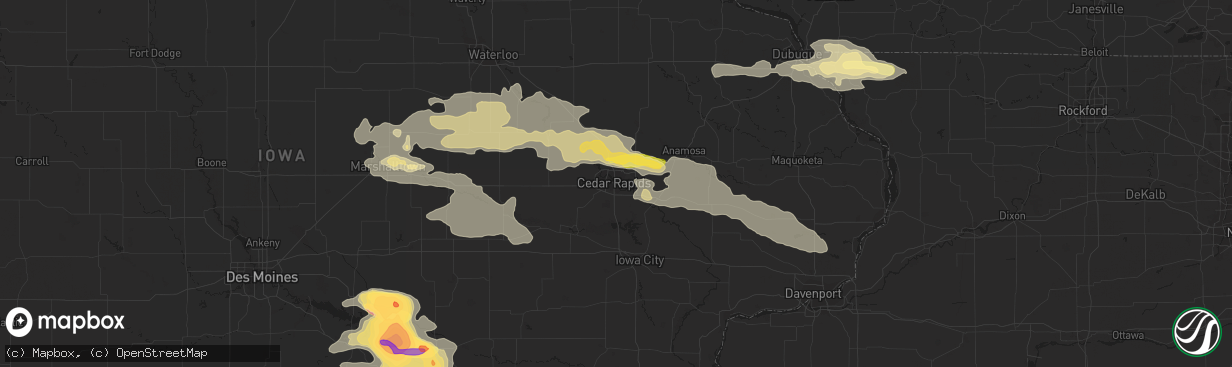 Hail map in Cedar Rapids, IA on June 20, 2015