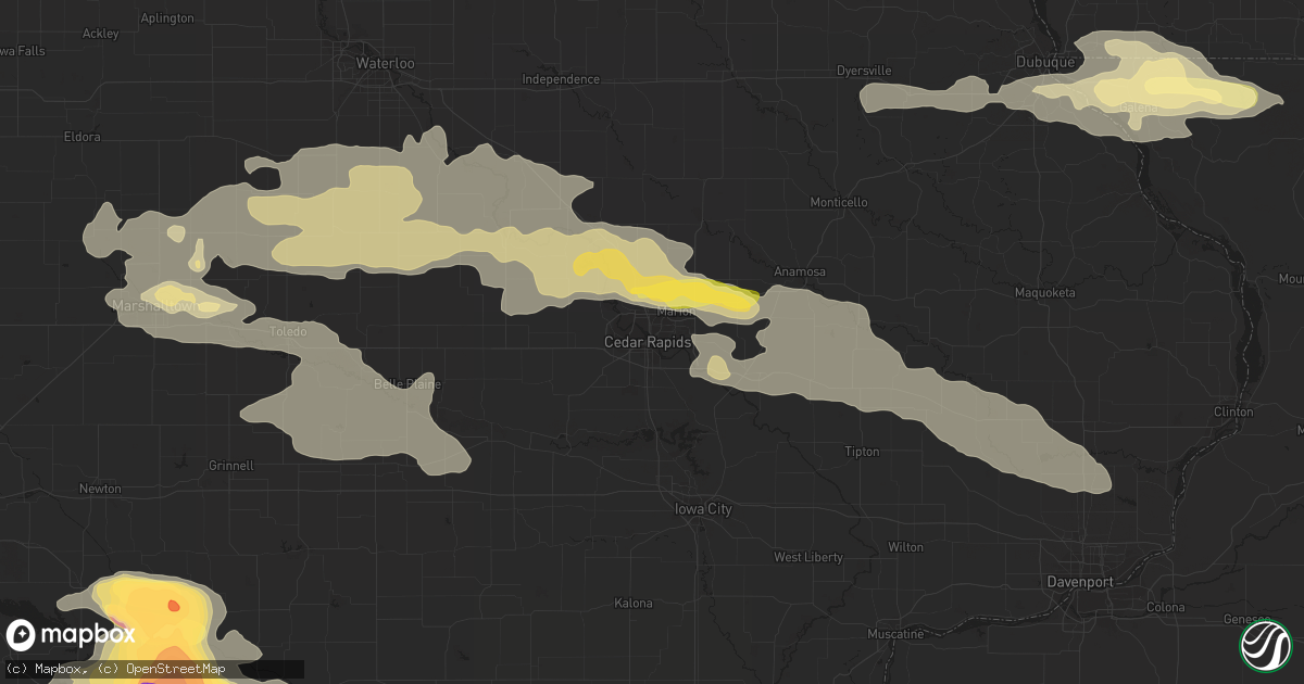 Hail map in Cedar Rapids, IA on June 20, 2015