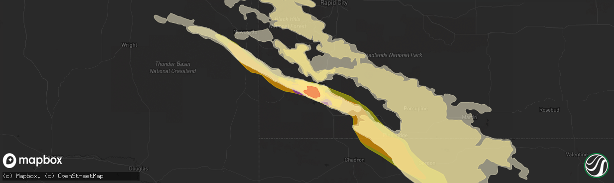 Hail map in Hot Springs, SD on June 20, 2015