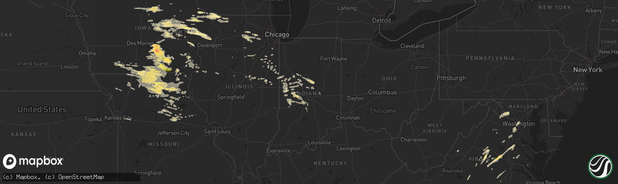 Hail map in Indiana on June 20, 2015