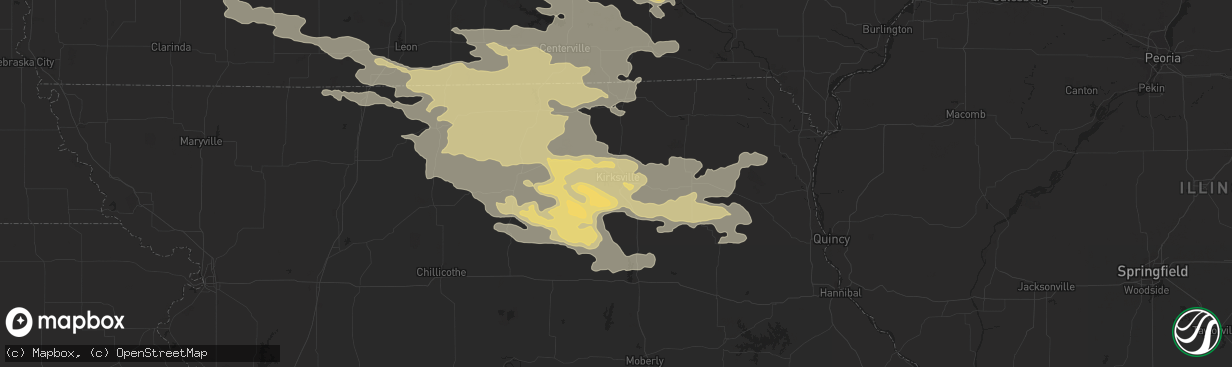 Hail map in Kirksville, MO on June 20, 2015