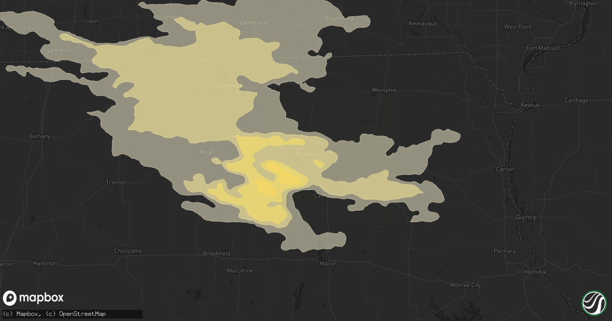Hail map in Kirksville, MO on June 20, 2015