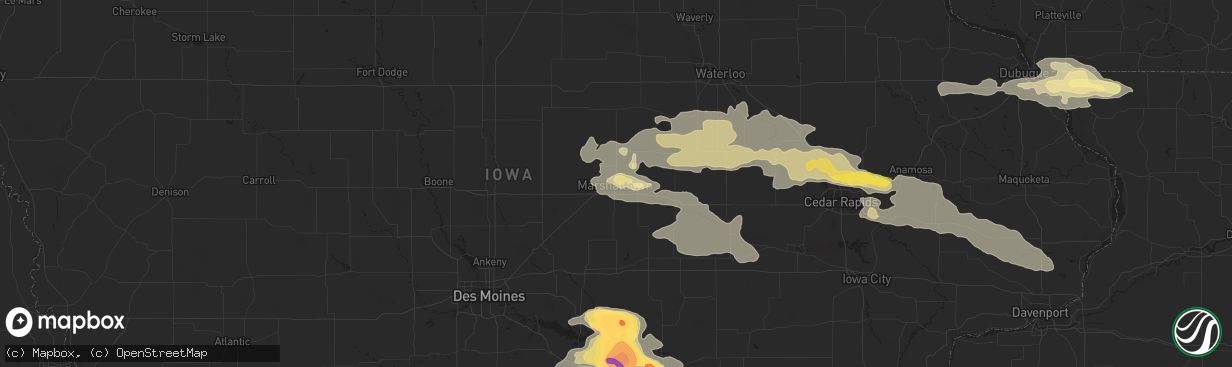 Hail map in Marshalltown, IA on June 20, 2015