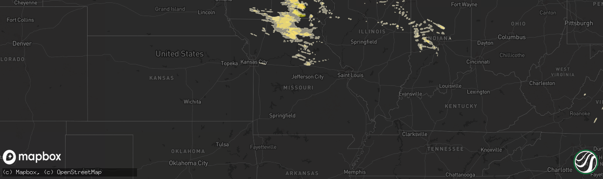 Hail map in Missouri on June 20, 2015