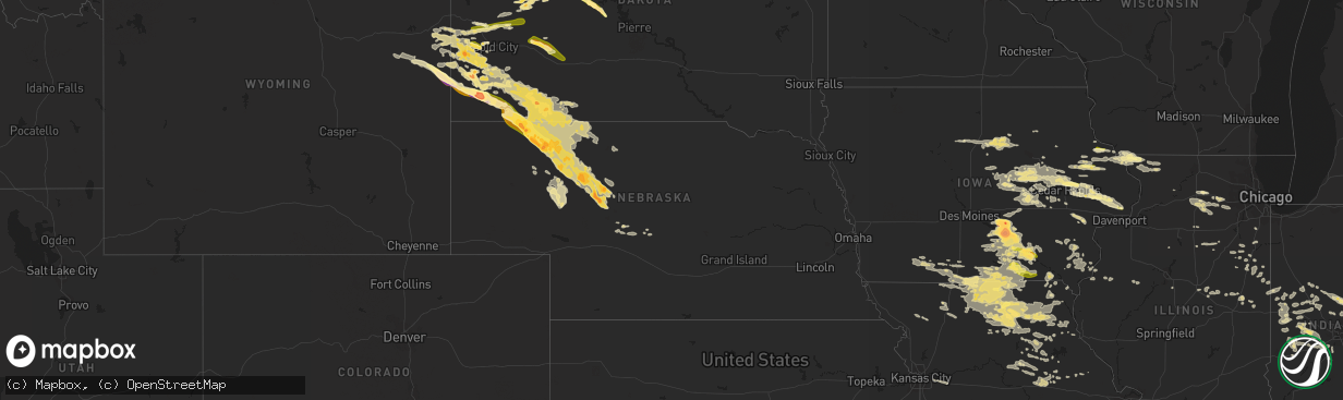 Hail map in Nebraska on June 20, 2015