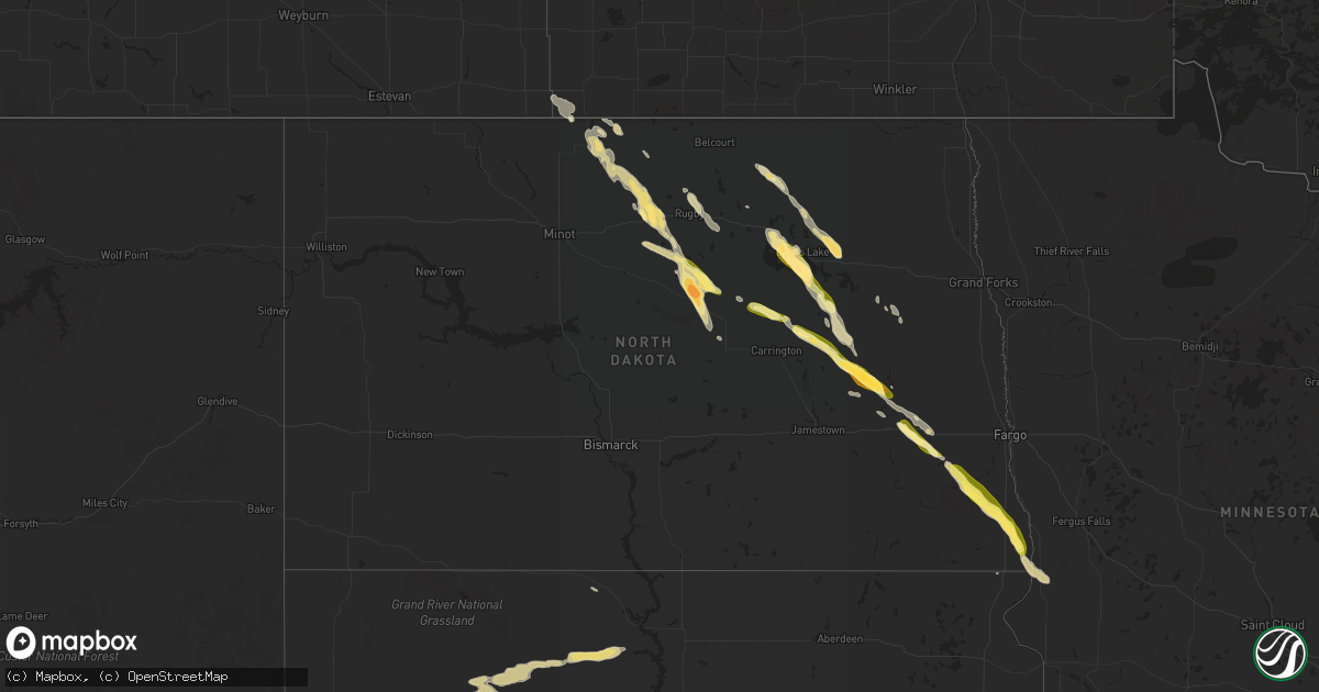 Hail map in North Dakota on June 20, 2015