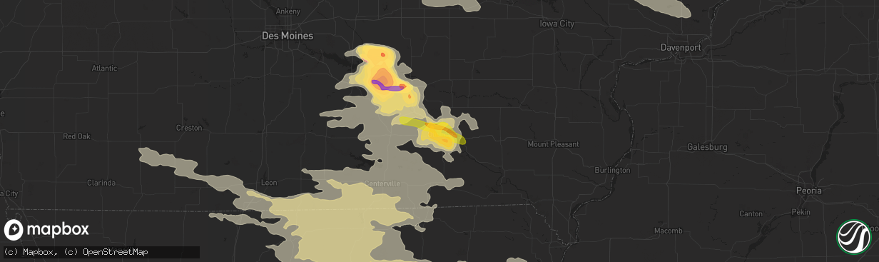 Hail map in Ottumwa, IA on June 20, 2015