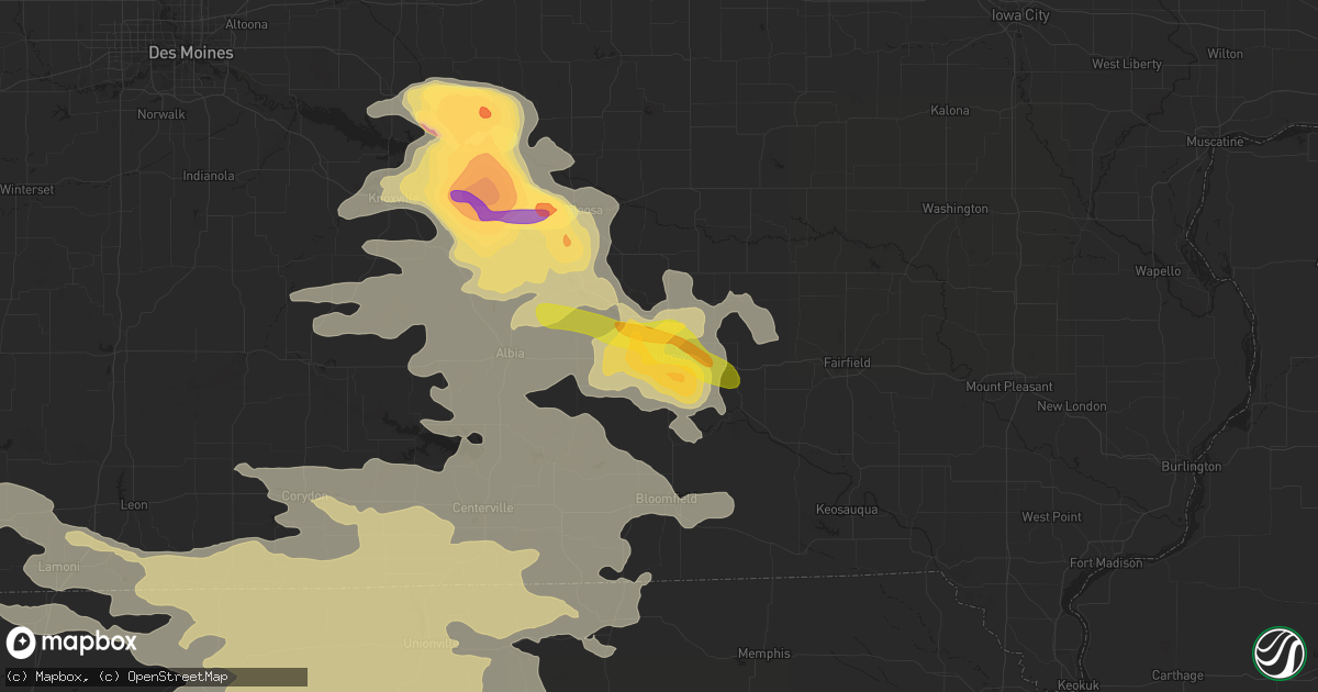 Hail map in Ottumwa, IA on June 20, 2015