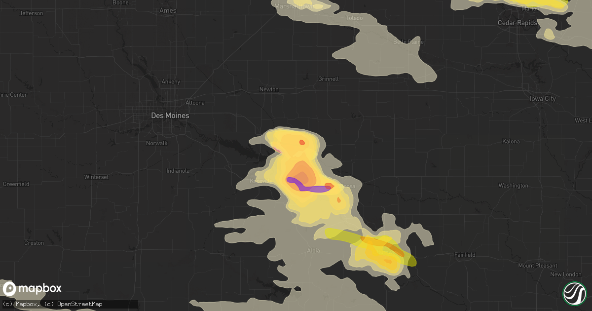 Hail map in Pella, IA on June 20, 2015