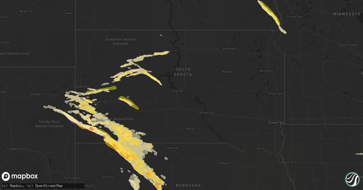 Hail map in South Dakota on June 20, 2015