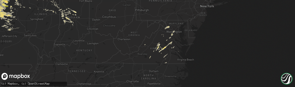 Hail map in Virginia on June 20, 2015