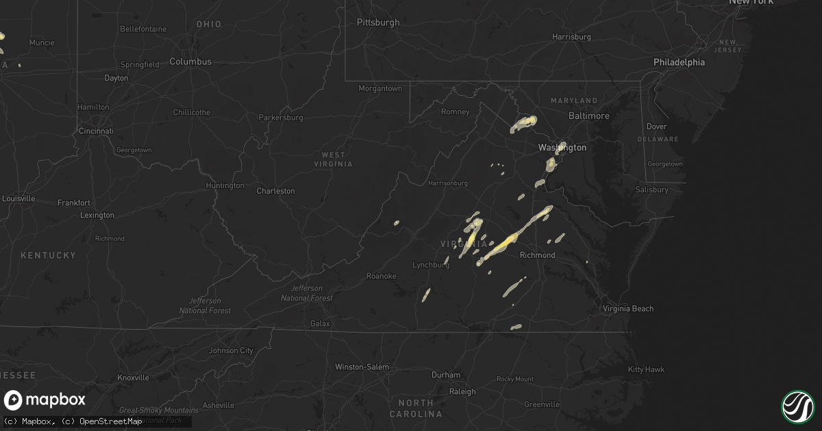 Hail map in Virginia on June 20, 2015