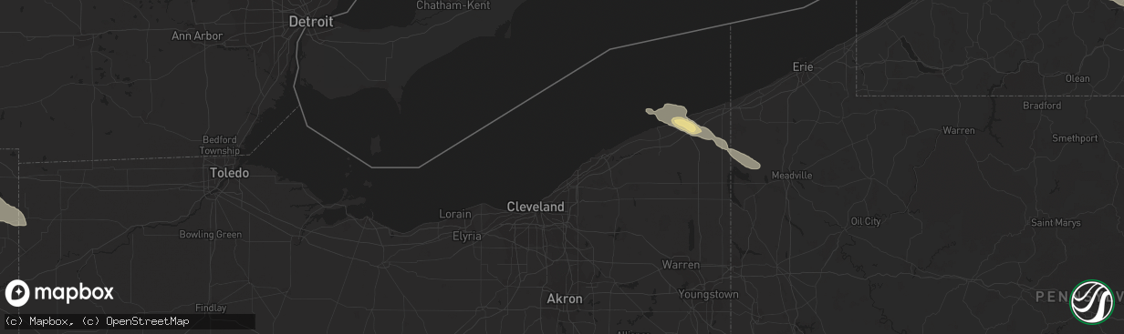 Hail map in Ashtabula, OH on June 20, 2016